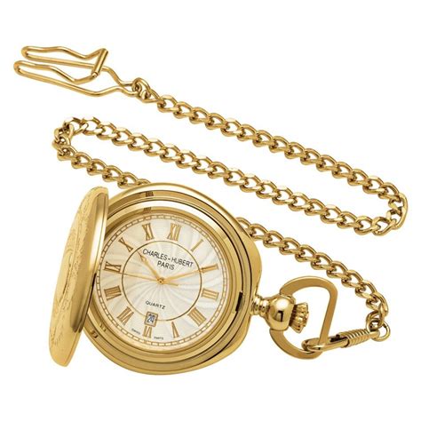 Gold-Plated Hunter Case Quartz Pocket Watch