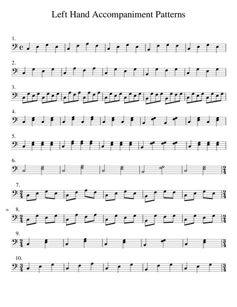 19 Left Hand Accompaniment Patterns Sheet music for Piano (Solo) | Musescore.com