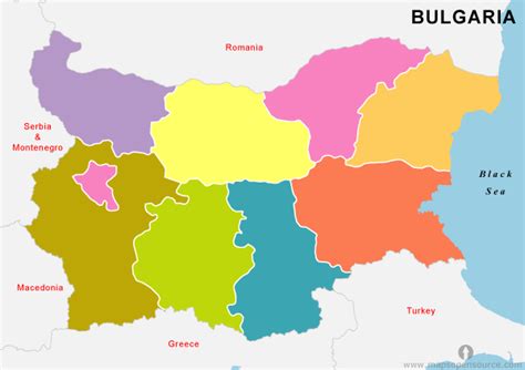 Free Bulgaria States Outline Map | States Outline Map of Bulgaria | Bulgaria Country States ...