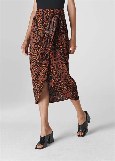 Brown/Multi Brushed Leopard Sarong Skirt | WHISTLES