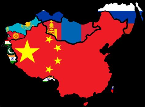 Flag map of the Qing China with modern countries. - Maps on the Web