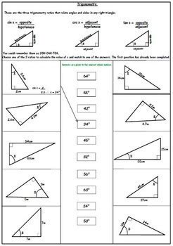 Right Triangle Trigonometry Worksheets: SOH CAH TOA by 123 Math | TPT