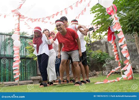 Participants Were Happy at Traditional Bakiak Race in Celebration Stock ...