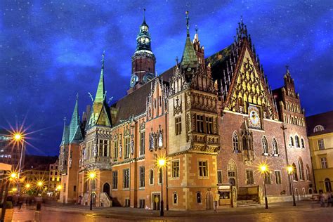 Wroclaw Old Town Hall by Night Photograph by Carol Japp