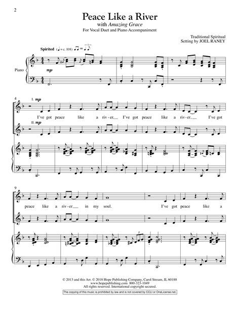 Peace Like A River by Joel Raney Sheet Music for Vocal Duet at Sheet Music Direct