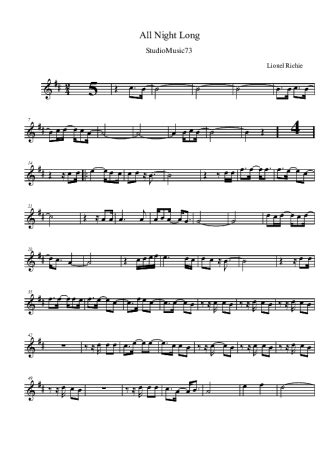 Lionel Richie - All Night Long - Sheet Music For Tenor Saxophone Soprano (Bb)