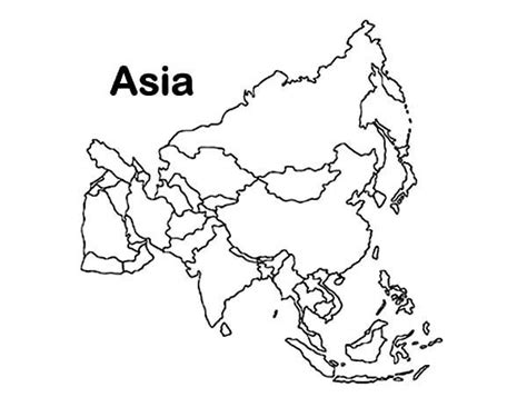 Asia Blank Map Physical Color Printing