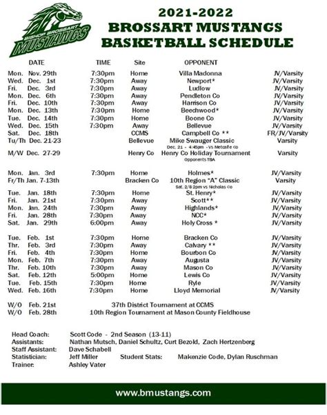 2021-22 Boys Basketball Schedule Released | bmustangs