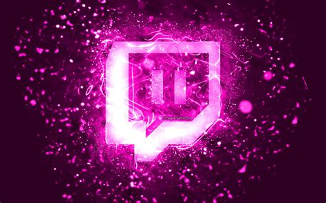 Twitch purple logo, , purple neon lights, creative, purple abstract background, Twitch logo ...