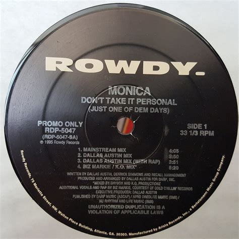 Monica – Don't Take It Personal (Just One Of Dem Days) (1995, Vinyl) - Discogs