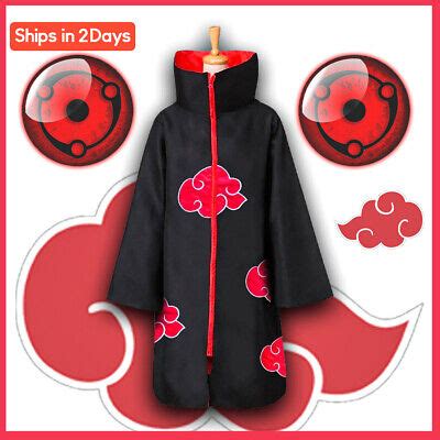 ADULT/KIDS AKATSUKI CLOAK Cosplay, Halloween Anime Itachi Akatsuki Robe ...