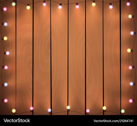 Christmas lights on wooden background Royalty Free Vector