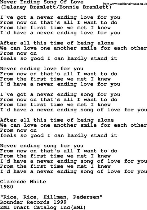 Never Ending Song Of Love, by The Byrds - lyrics with pdf