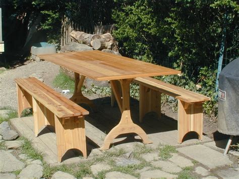 Custom Shaker Picnic Table And Benches by Oreland Wood Products | CustomMade.com