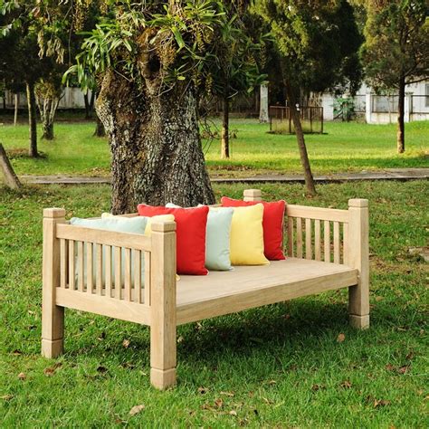 Loon Peak® Perine 74'' Wide Outdoor Teak Patio Daybed with Cushions | Wayfair