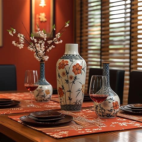 Premium Photo | Interior of Chinese Inspired Dining Room With Porcelain ...