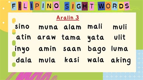 Basic Sight Words In Filipino Grade 6 Worksheets - Printable Online