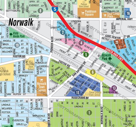 Norwalk Map, Los Angeles County, CA – Otto Maps