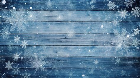 Festive Christmas Scene Snow Covered Blue Winter Wood Texture With ...