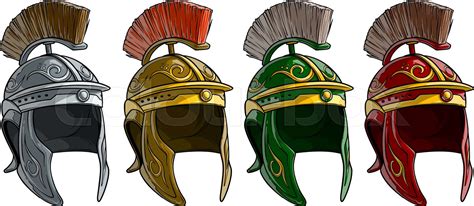 Cartoon ancient roman soldier helmet vector set | Stock vector | Colourbox