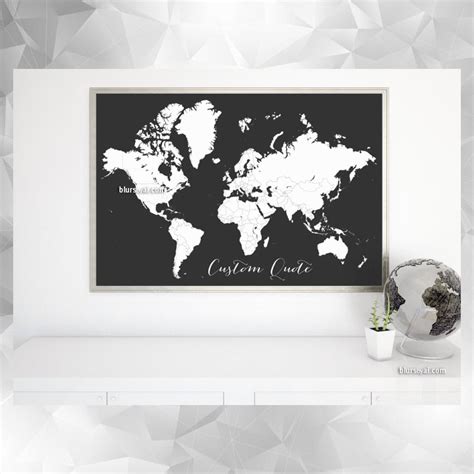 Custom map print: Blank world map with countries and states outlined for coloring. "Jax ...