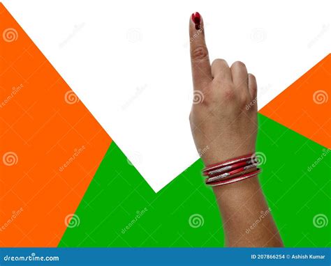 Voting Ink on Finger of Woman on Indian Flag Showing Election Voter and ...