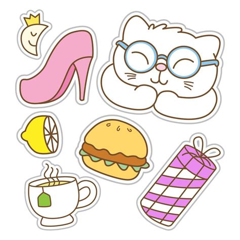 Funny stickers hand drawn 5333568 Vector Art at Vecteezy