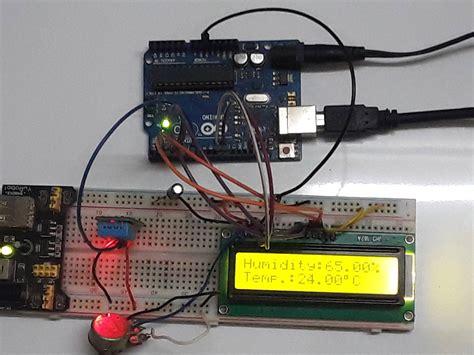 LCD Display of Temperature and Humidity using DHT11 & Arduino with Code | ee-diary