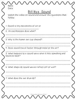 Video Worksheet Bill Nye Sound by Endeavors in Education | TpT