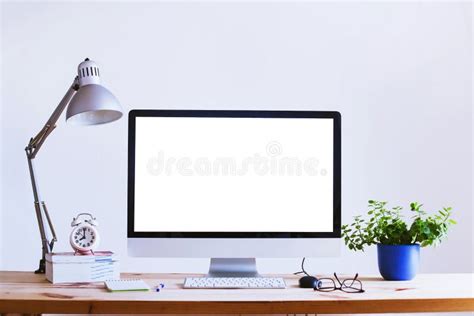 Beautiful Workplace, Computer in Office Stock Image - Image of copy ...