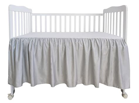 TILLYOU Microfiber Crib Skirt Pleated Herringbone Jacquard Nursery Crib Bedding Skirts for Baby ...