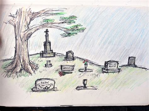 Realistic Graveyard Drawing