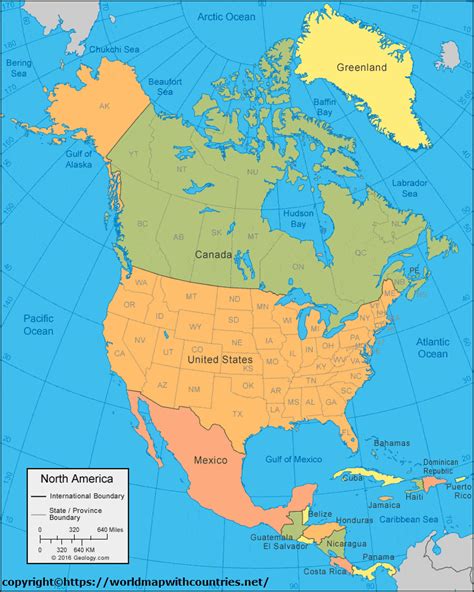 4 Free Political Printable Map of North America with Countries in PDF | World Map With Countries