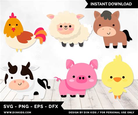 Farm Animal Svg, Barnyard Animals Svg, Animal Cut Files, Farm Animal ...