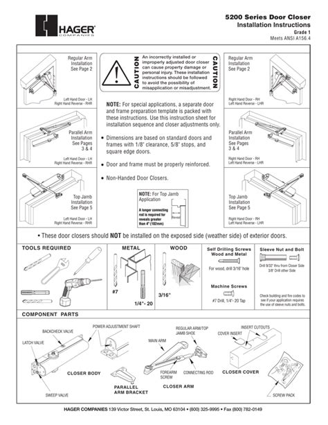 5200 Series Door Closer Installation Instructions