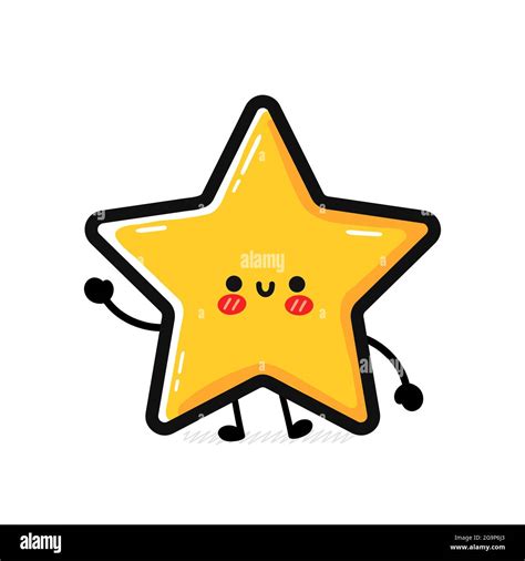 Cute funny happy star sign character. Vector hand drawn cartoon kawaii character illustration ...