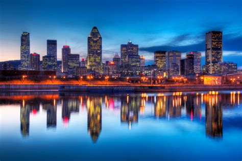 Montreal Cityscape Reflection At Sunset Stock Photo - Download Image Now - iStock