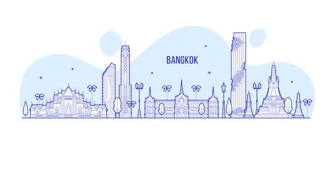 Bangkok skyline, Thailand, Graphics - Envato Elements