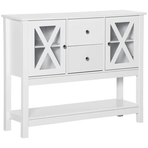 HOMCOM Modern White Sideboard with Storage Drawers and Glass Door 835-515WT - The Home Depot