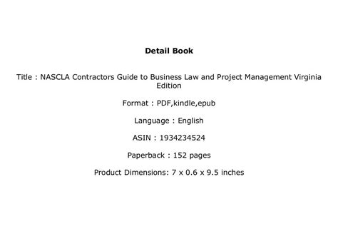 [E.B.O.O.K] LIBRARY NASCLA Contractors Guide to Business Law and Project Management Virginia ...