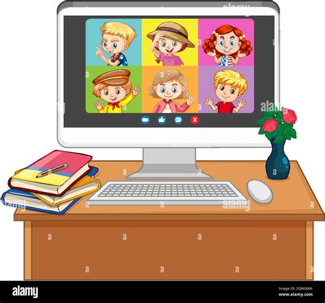 Student video chat online screen on computer screen on white background Stock Vector Image & Art ...