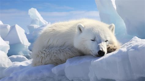 Premium AI Image | Arctic Fox Sleeping on the Pack Ice Arctic Coast of ...