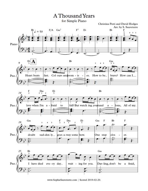 A Thousand Years Christina Perri Sheet Music