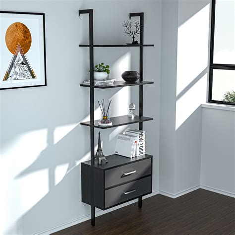 Buy kevinplus Ladder Shelf with Drawers, Modern Wall Mounted Ladder ...