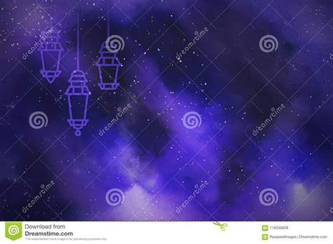 Ramadan Decorative Lights on Colorful Background Stock Illustration ...