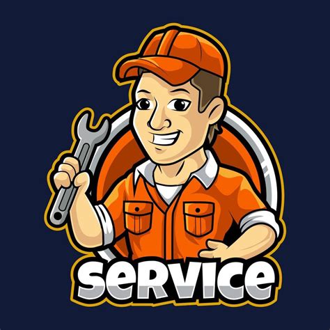 service man mascot logo vector illustration 6988701 Vector Art at Vecteezy