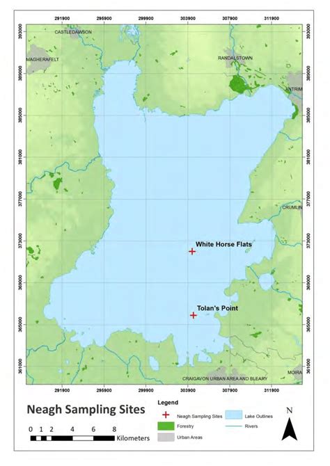 4 Map of Lough Neagh showing main central sample location (White Horse... | Download Scientific ...