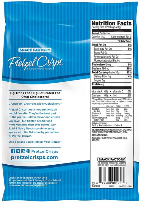 Pretzel Crisps Nutrition Facts | Besto Blog