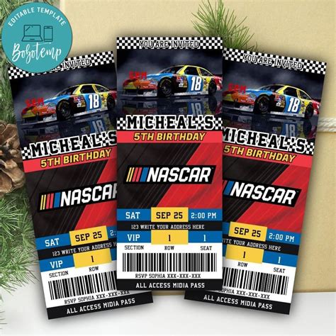 Valentine Surprise Nascar Race Ticket Gift Voucher Nascar Race Trip Printable Template Gift Card ...