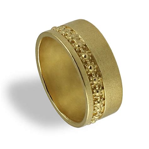 Yellow Gold Wedding Ring , Floral Wedding Band , Wide Wedding Band , For Women , Wedding Band ...